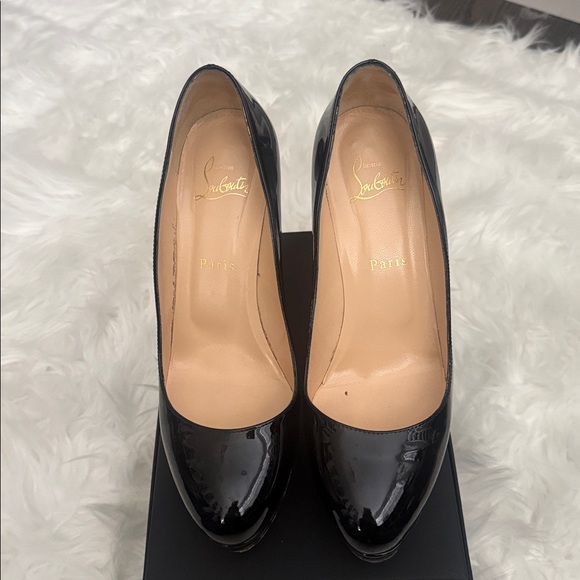 Christian Louboutin Black Patent Leather Platform Heels - Picture 2 of 4